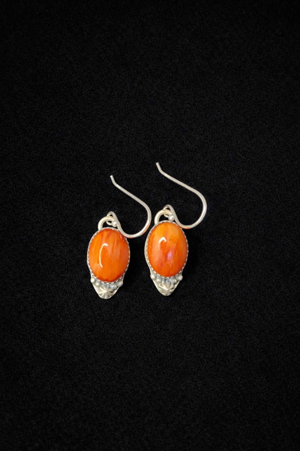 Orange Spiny Oyster Dangle Earrings