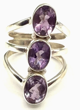 Size 7 - Amethyst 3-stone ring