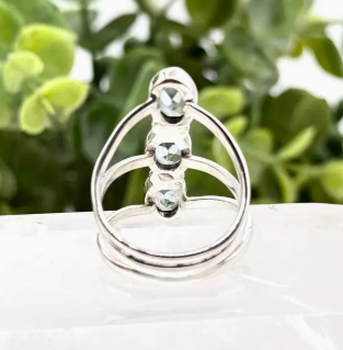 Size 8 - Blue topaz 3 stone ring