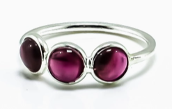 Size 6 - Garnet 3 stone flat stacker Ring