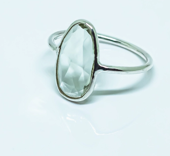 Green Amethyst flat stacker Ring