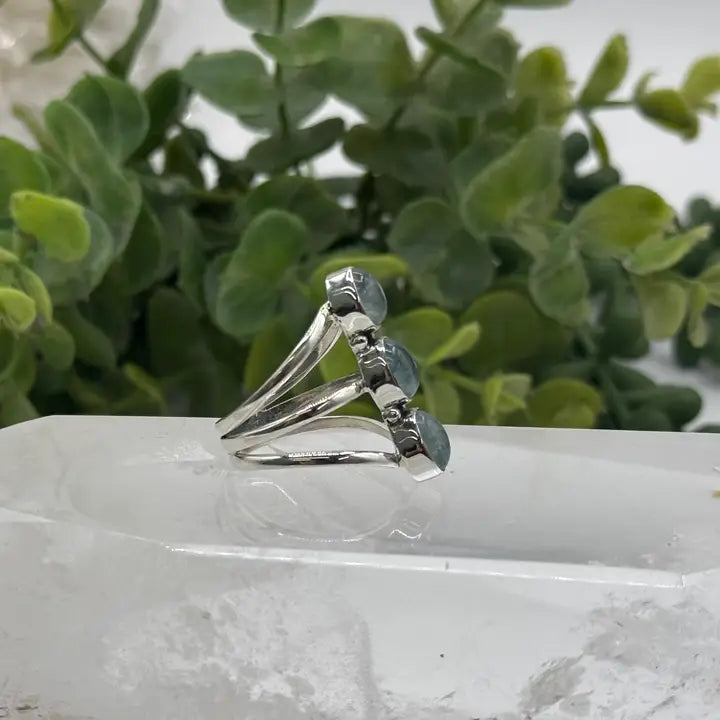 Size 7 - Aquamarine 3 stone ring